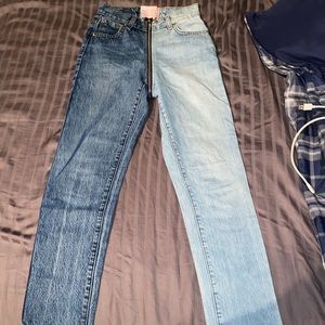 REVICE Denim Yin Yang Two Tone Crop Jeans